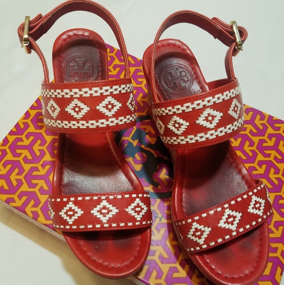 Tory Burch, Red Reena Wedge - Picture 3 of 5